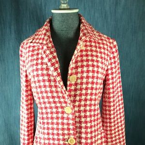 Boden pink & white herringbone peacoat sz 10